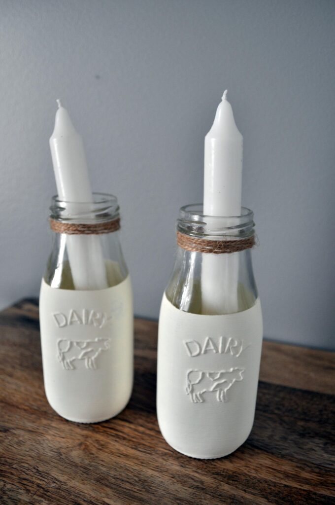 Chalk Painted Dairy Bottles