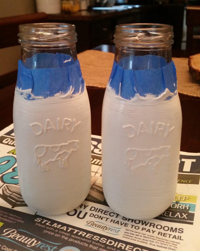 Chalk Painted Dairy Bottles