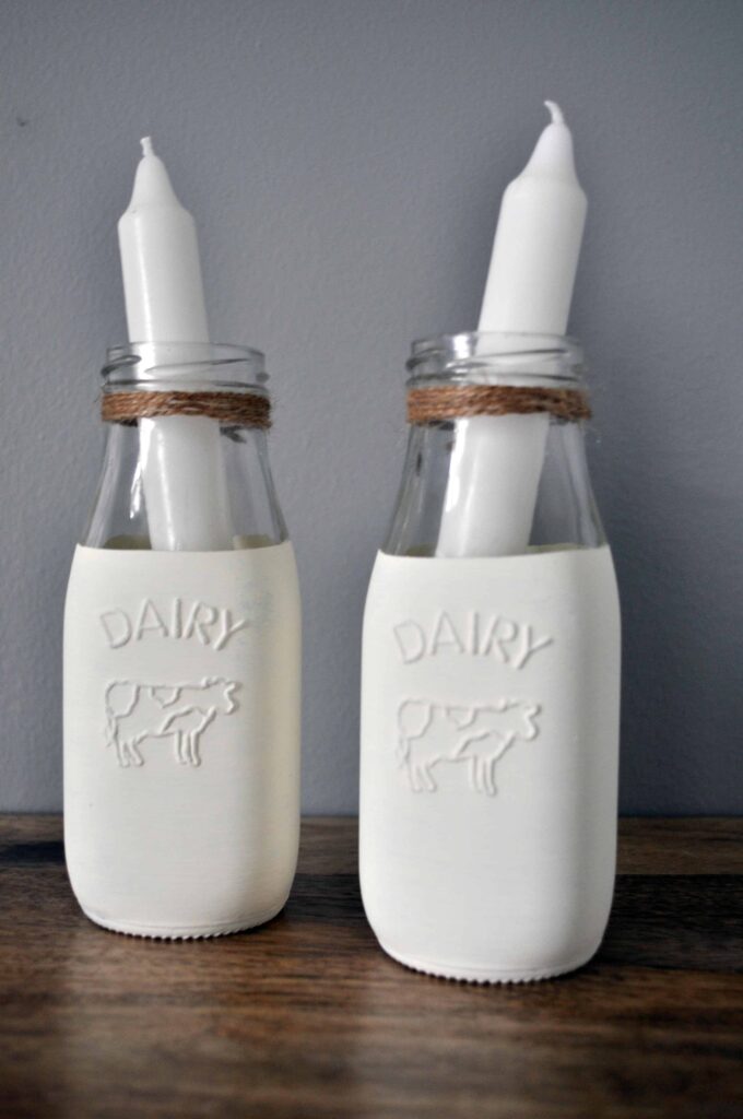 Chalk Painted Dairy Bottles