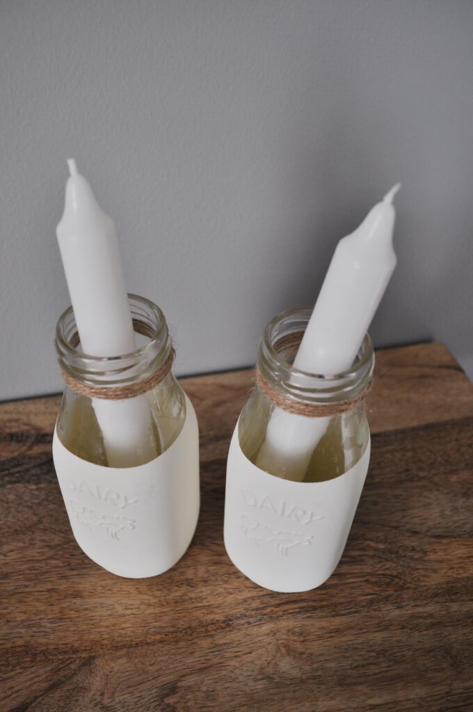 Chalk Painted Dairy Bottles