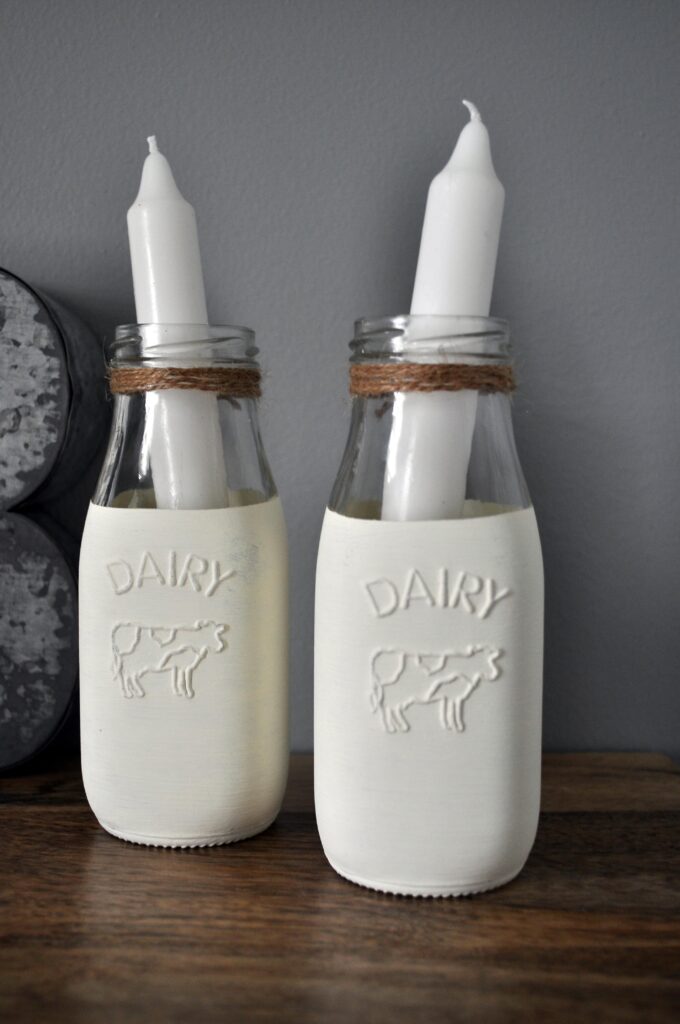 Chalk Painted Dairy Bottles