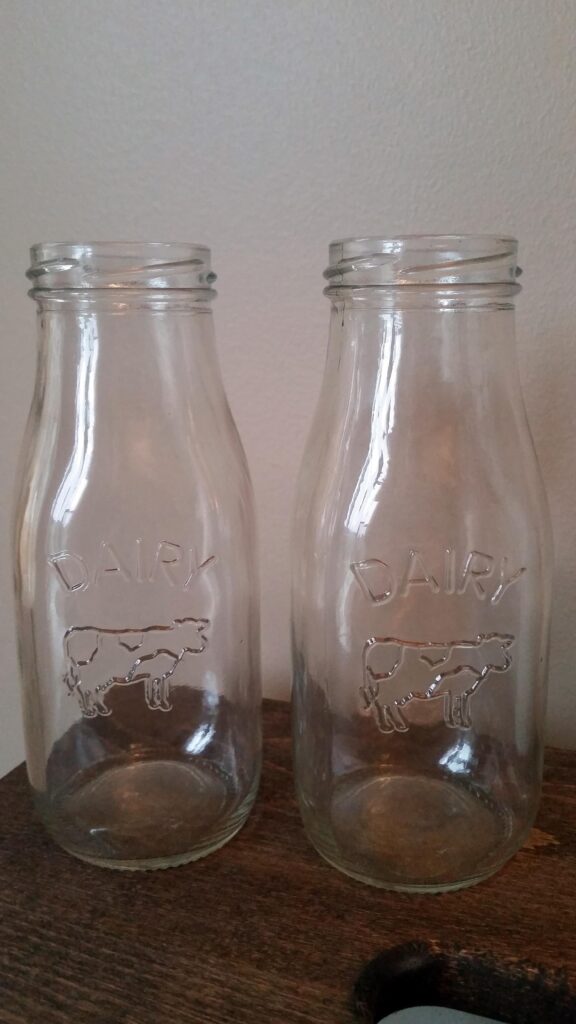 Chalk Painted Dairy Bottles