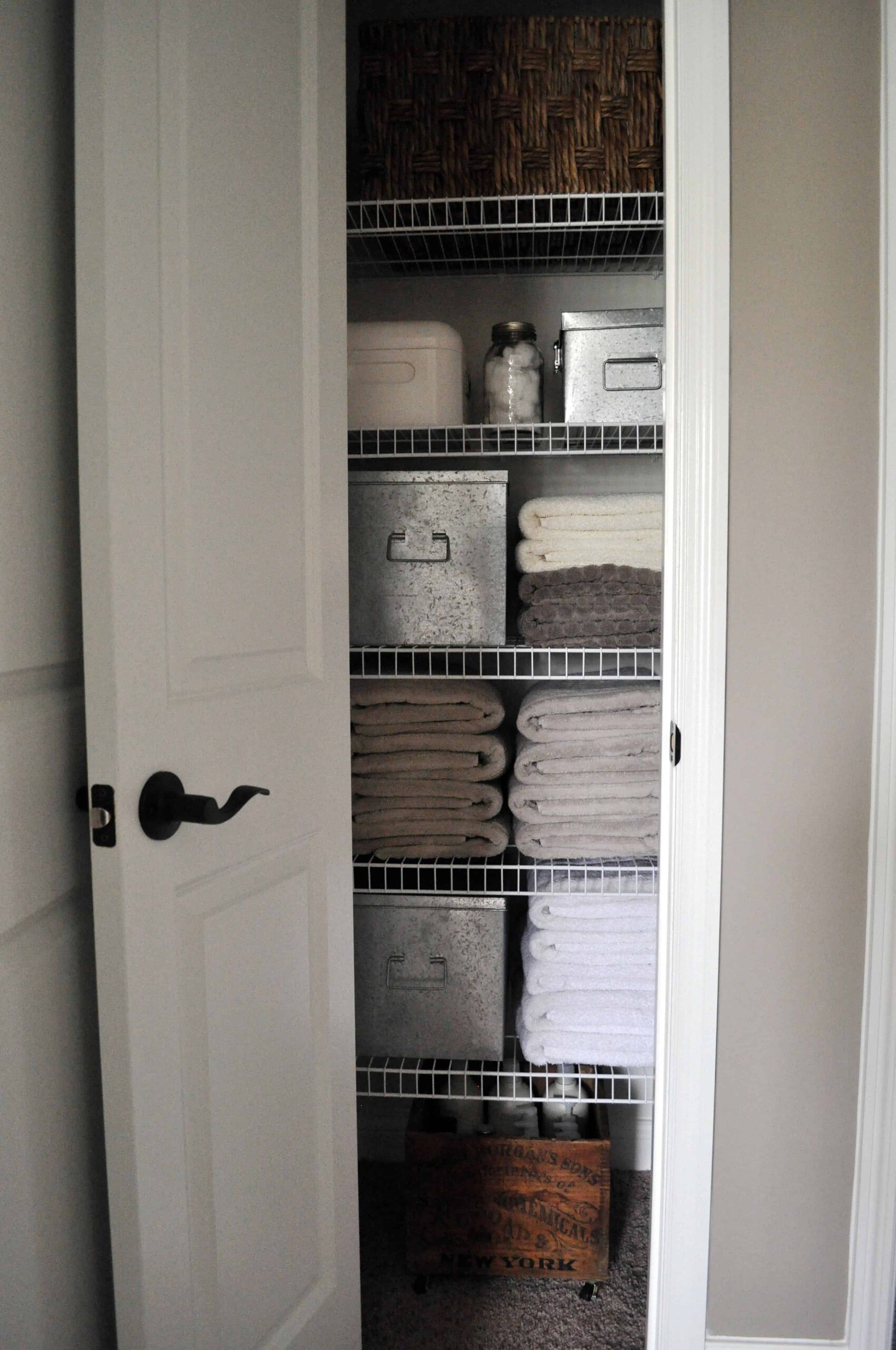Narrow shop linen closet