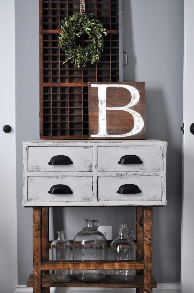 Four Drawer Side Table Little Glass Jar