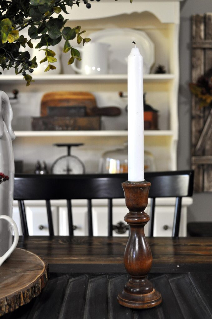 Farmhouse Fall Tour of Homes. Wood Candlestick.