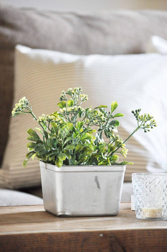 How to Decorate with Faux Greenery via Little Glass Jar