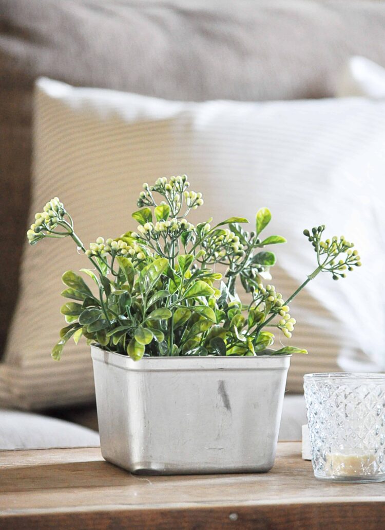 How to Decorate with Faux Greenery via Little Glass Jar