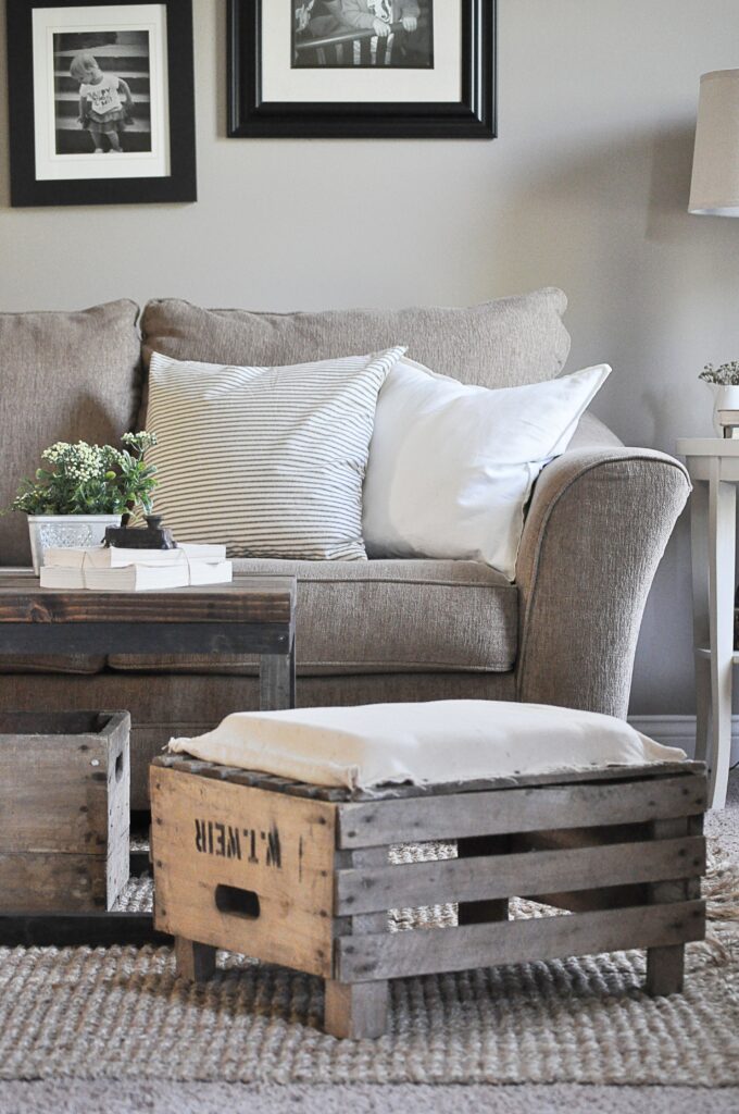 DIY Apple Crate Ottoman