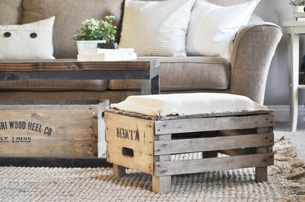 DIY Apple Crate Ottoman