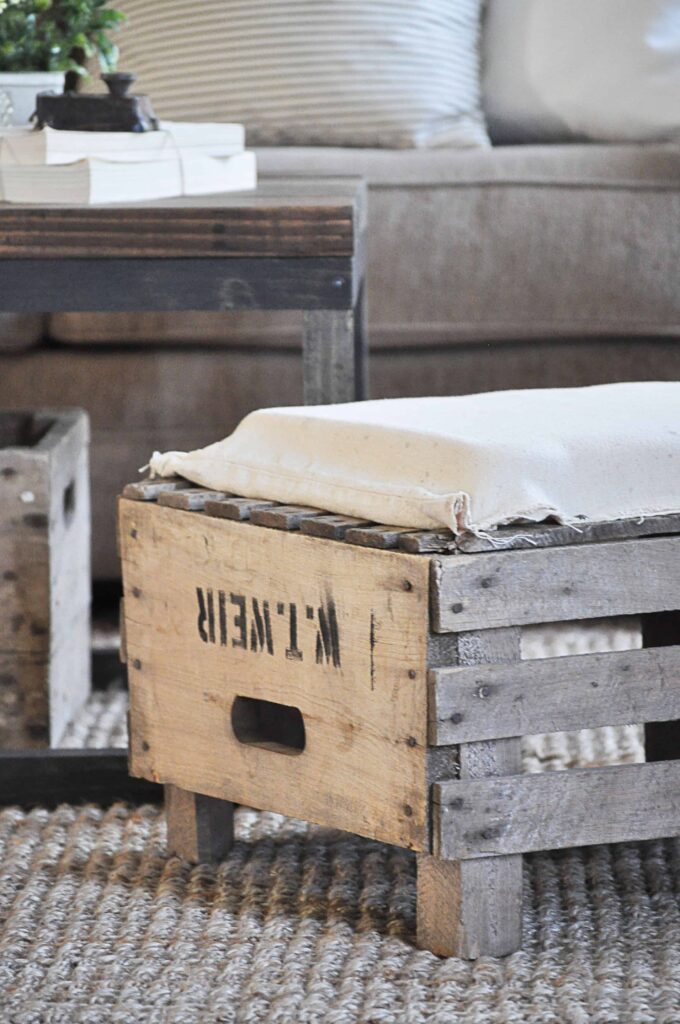 DIY Apple Crate Ottoman