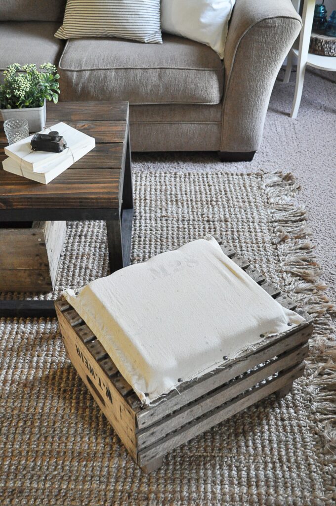 DIY Apple Crate Ottoman