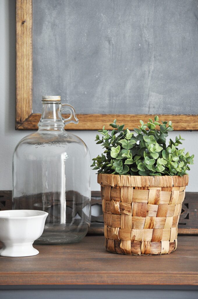 How to Decorate with Faux Greenery via Little Glass Jar