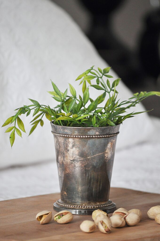 How to Decorate with Faux Greenery via Little Glass Jar