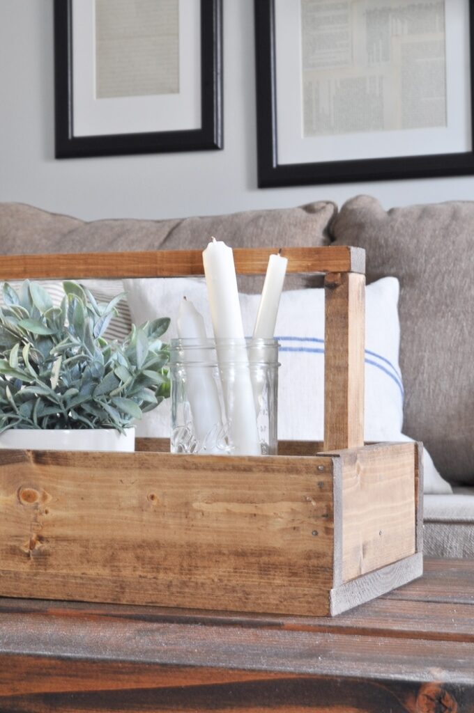 DIY Rustic Wooden Tote Little Glass Jar