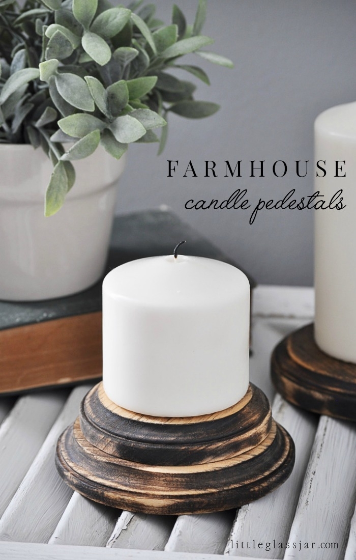 DIY Farmhouse Candle Pedestals via Little Glass Jar