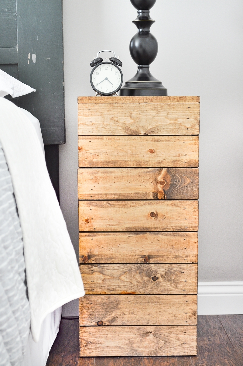 DIY Planked Wood Nightstands