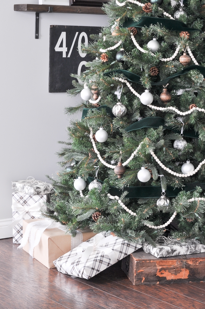 Green, White, and Wood Christmas Tree | Little Glass Jar