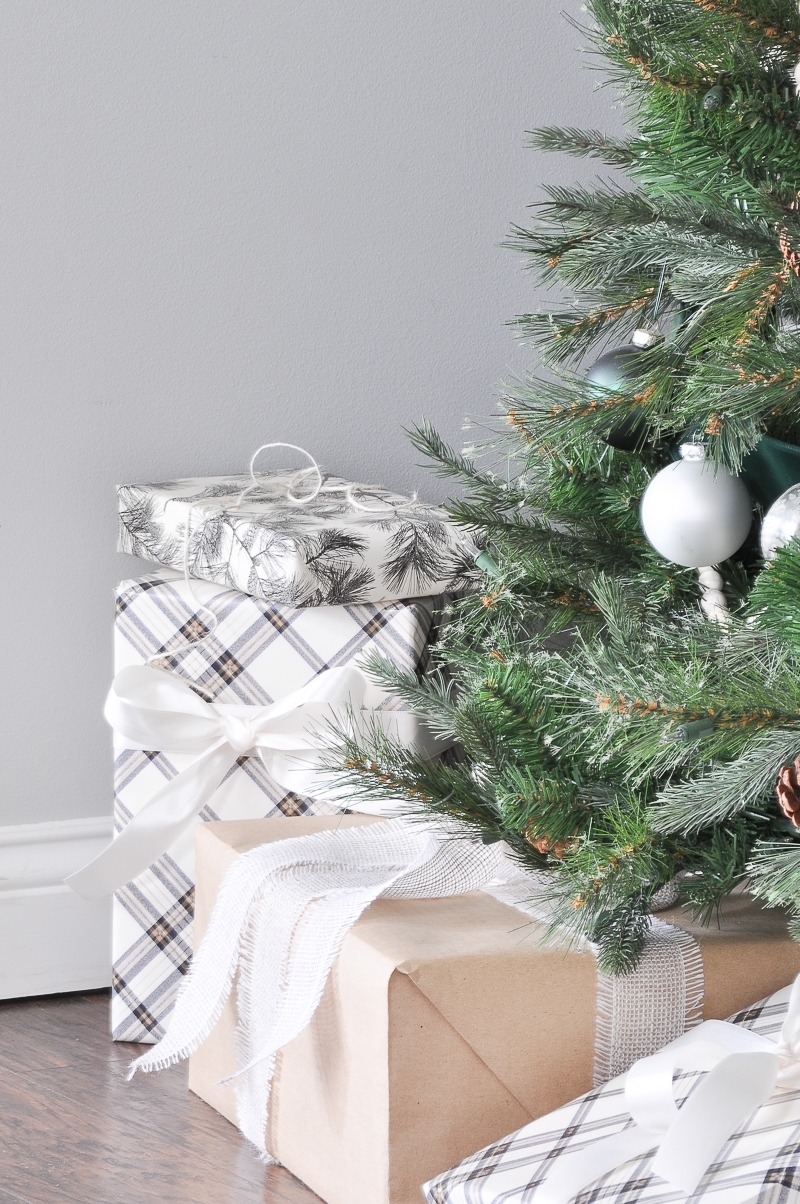 Green White and Wood Christmas Tree