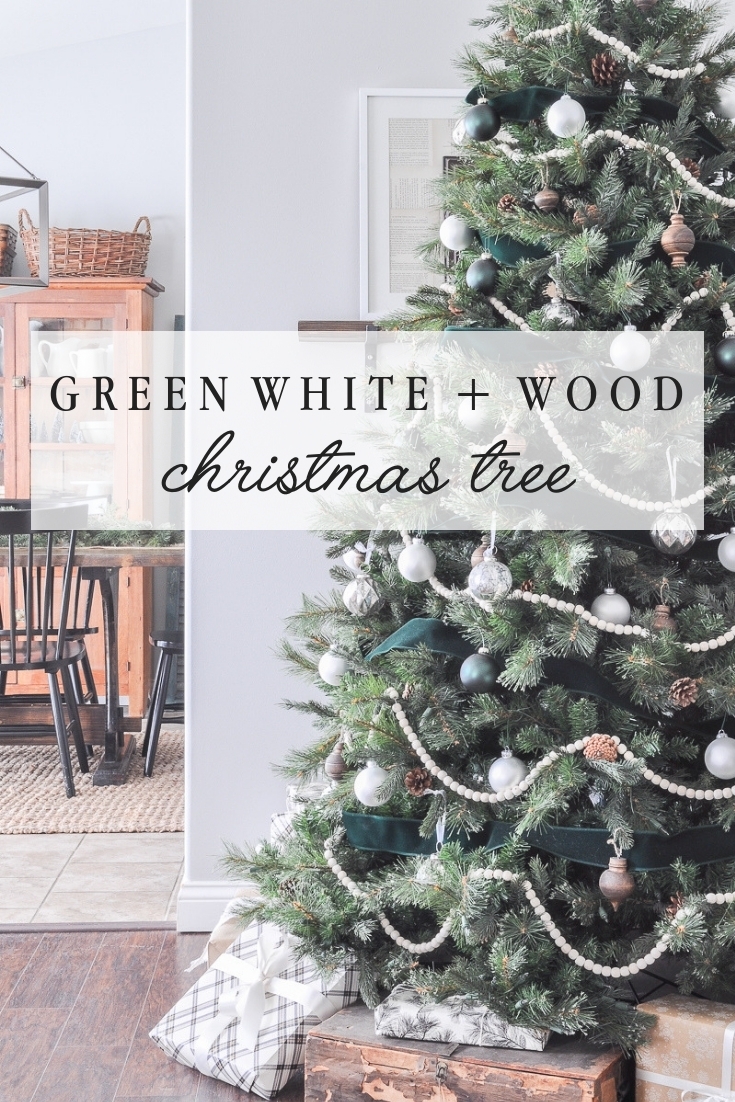 Green White and Wood Christmas Tree