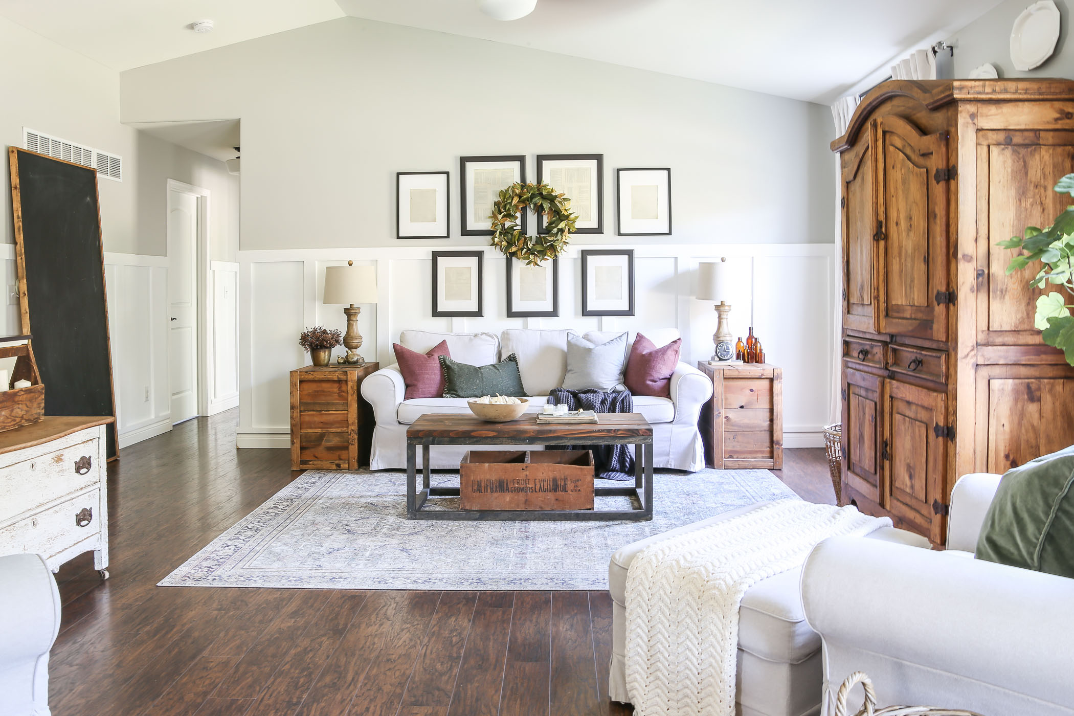 moody farmhouse living room