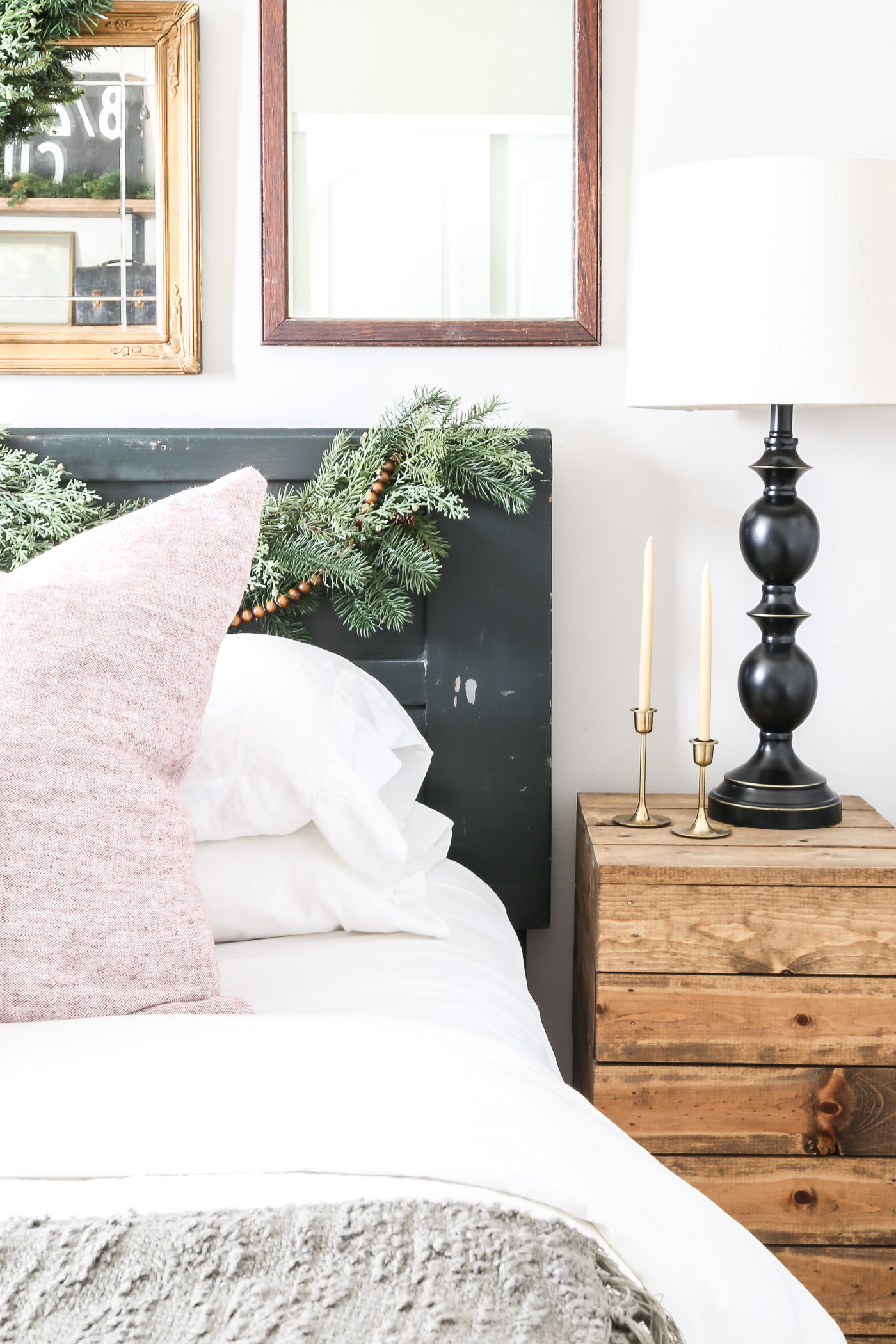 How to Hang Christmas Garland on a Bedroom Headboard