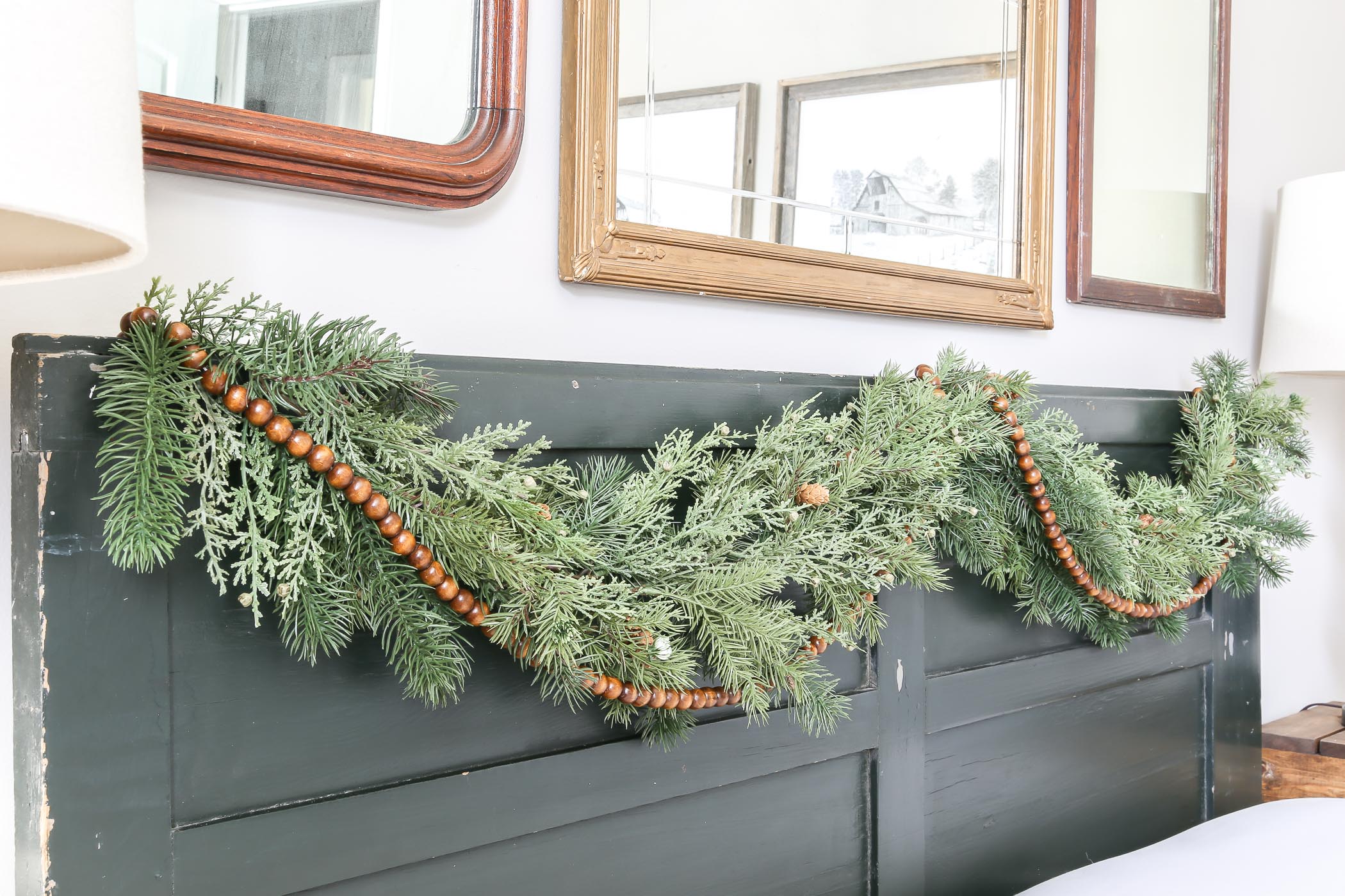 How to Hang Christmas Garland on a Bedroom Headboard