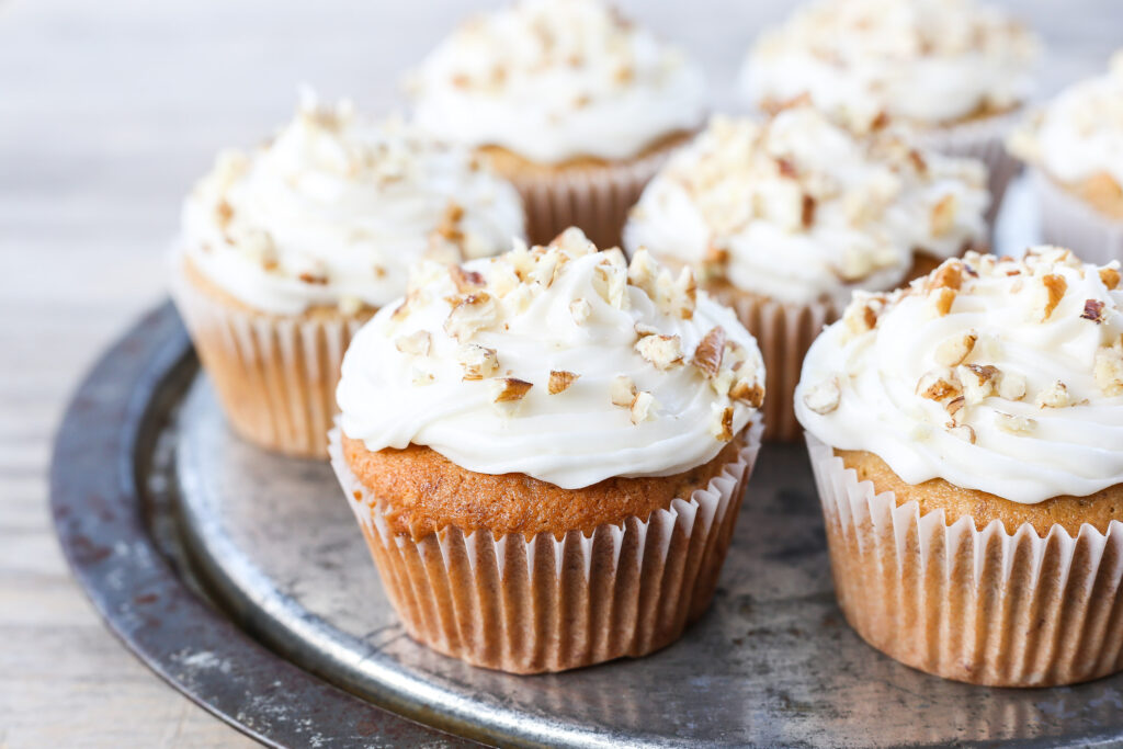 Banana Nut Muffins with Cream Cheese Frosting