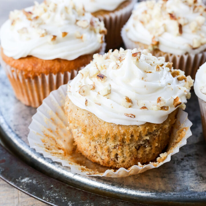 Banana Nut Muffins with Cream Cheese Frosting