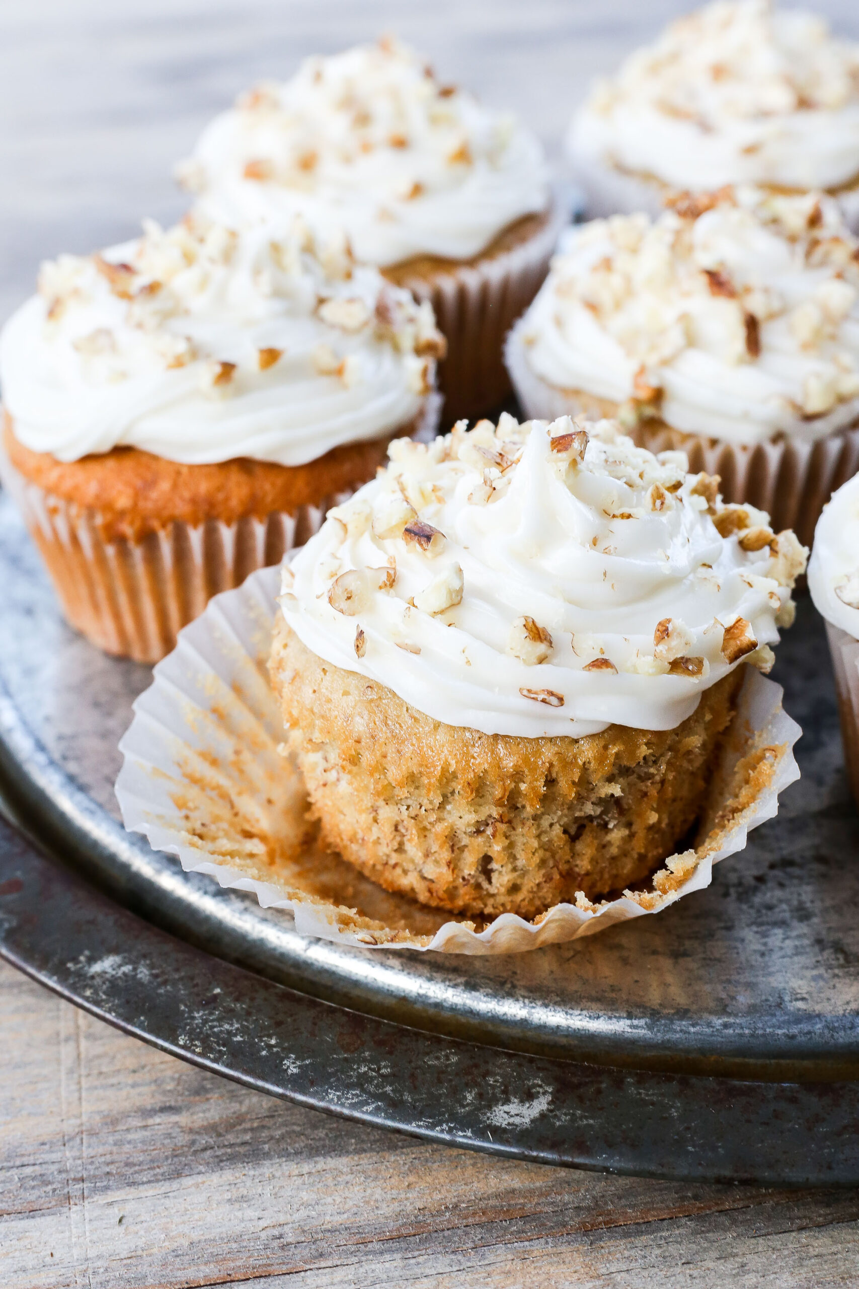 Banana Nut Muffins with Cream Cheese Frosting