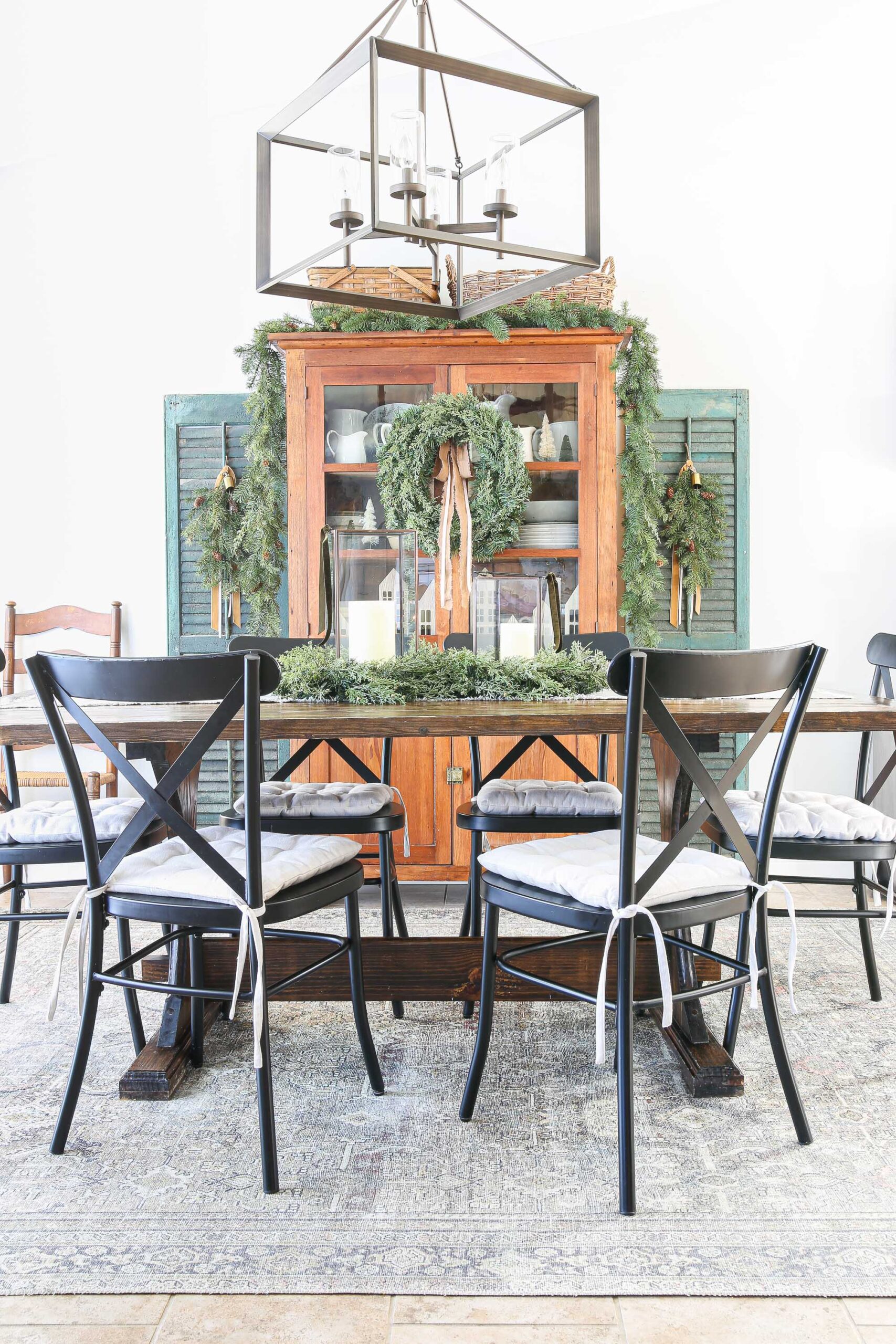 Brown and Brass Christmas Dining Room