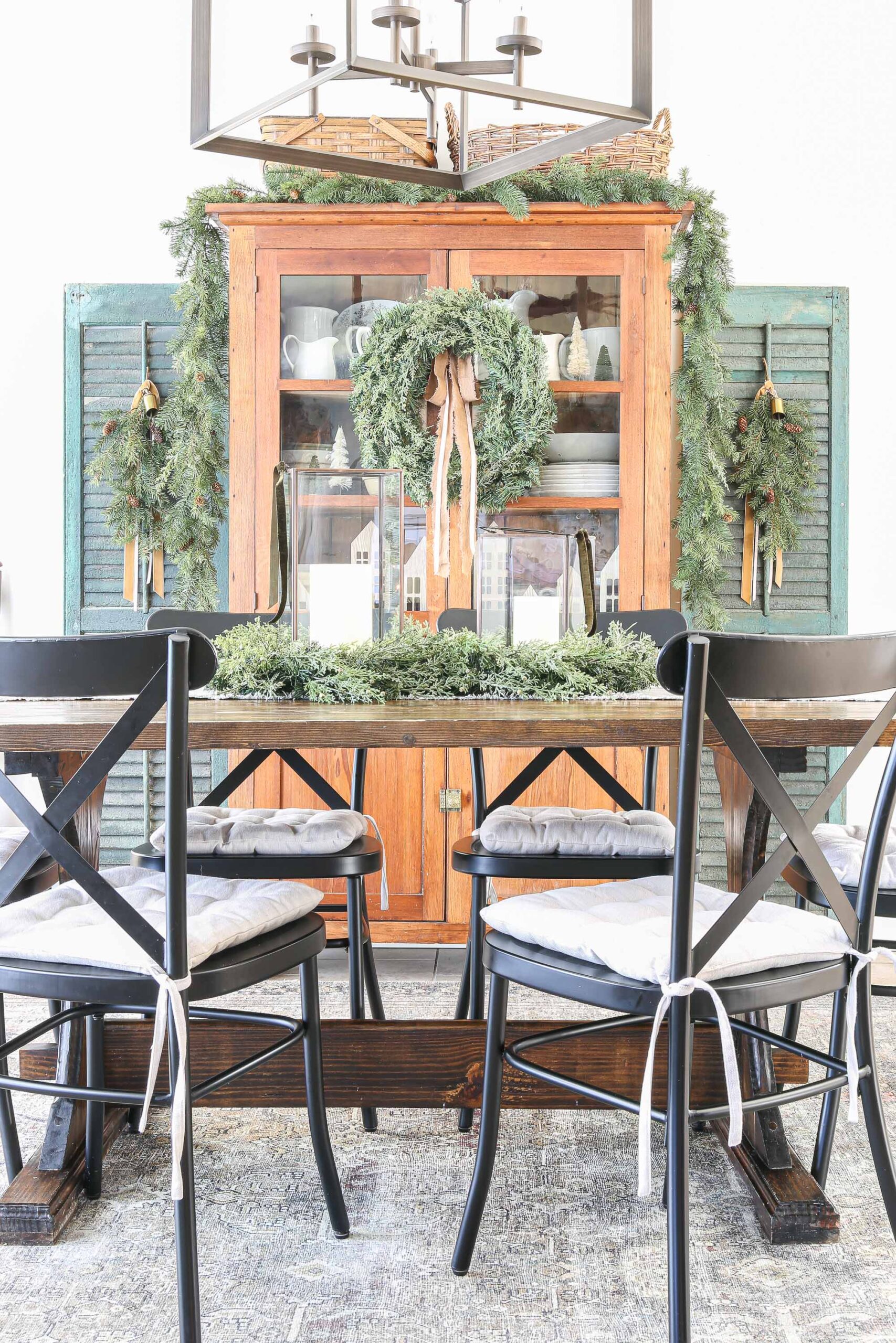 Brown and Brass Christmas Dining Room