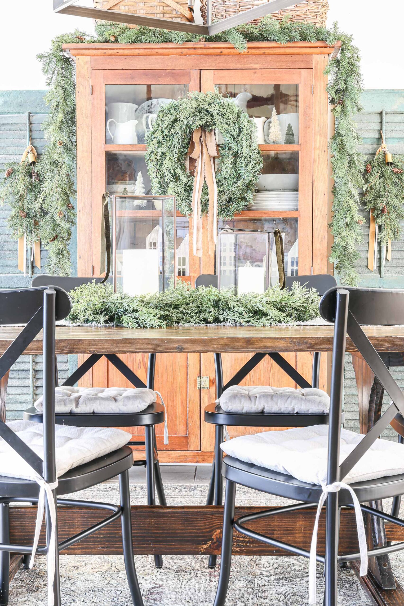 Brown and Brass Christmas Dining Room