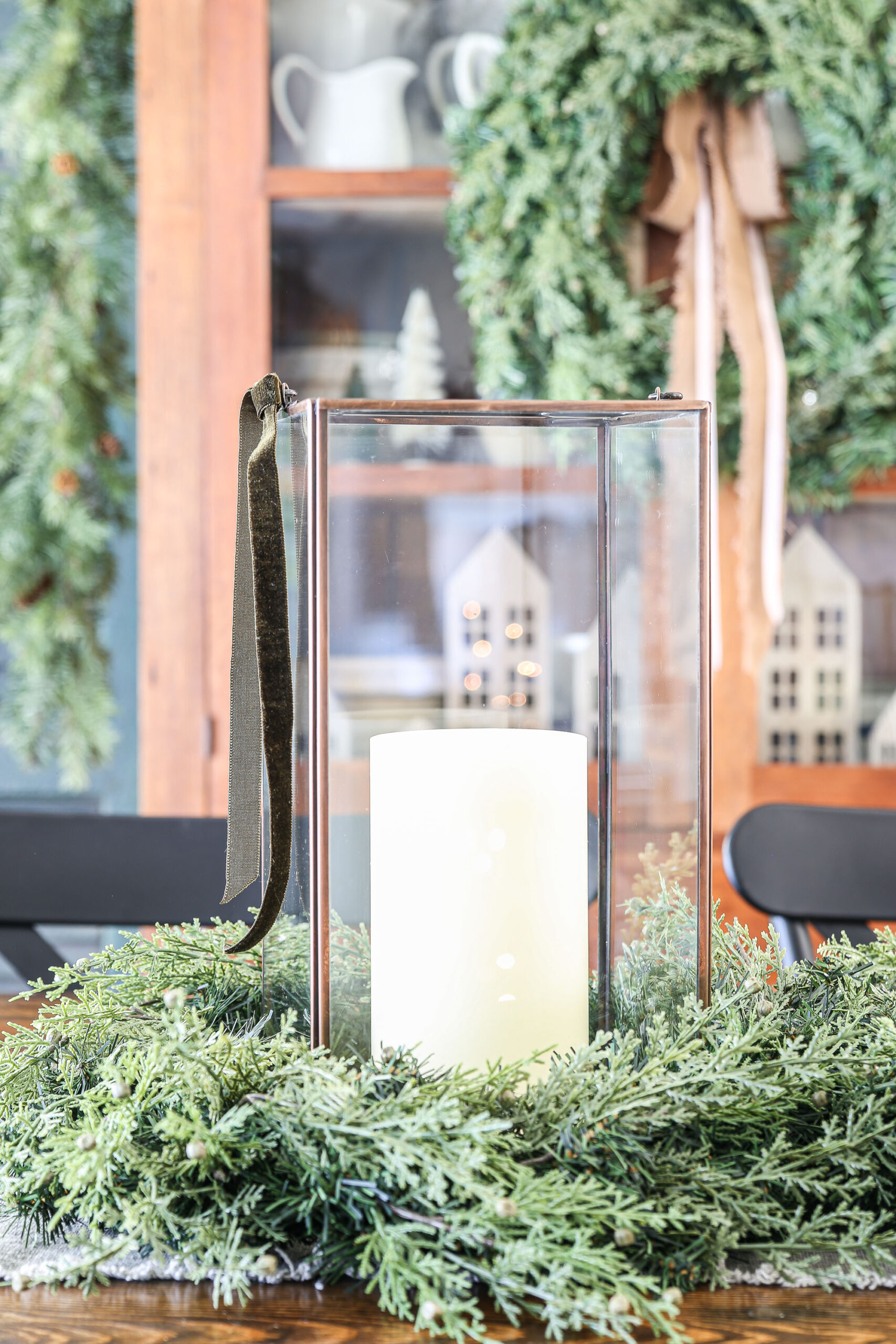 Brown and Brass Christmas Dining Room