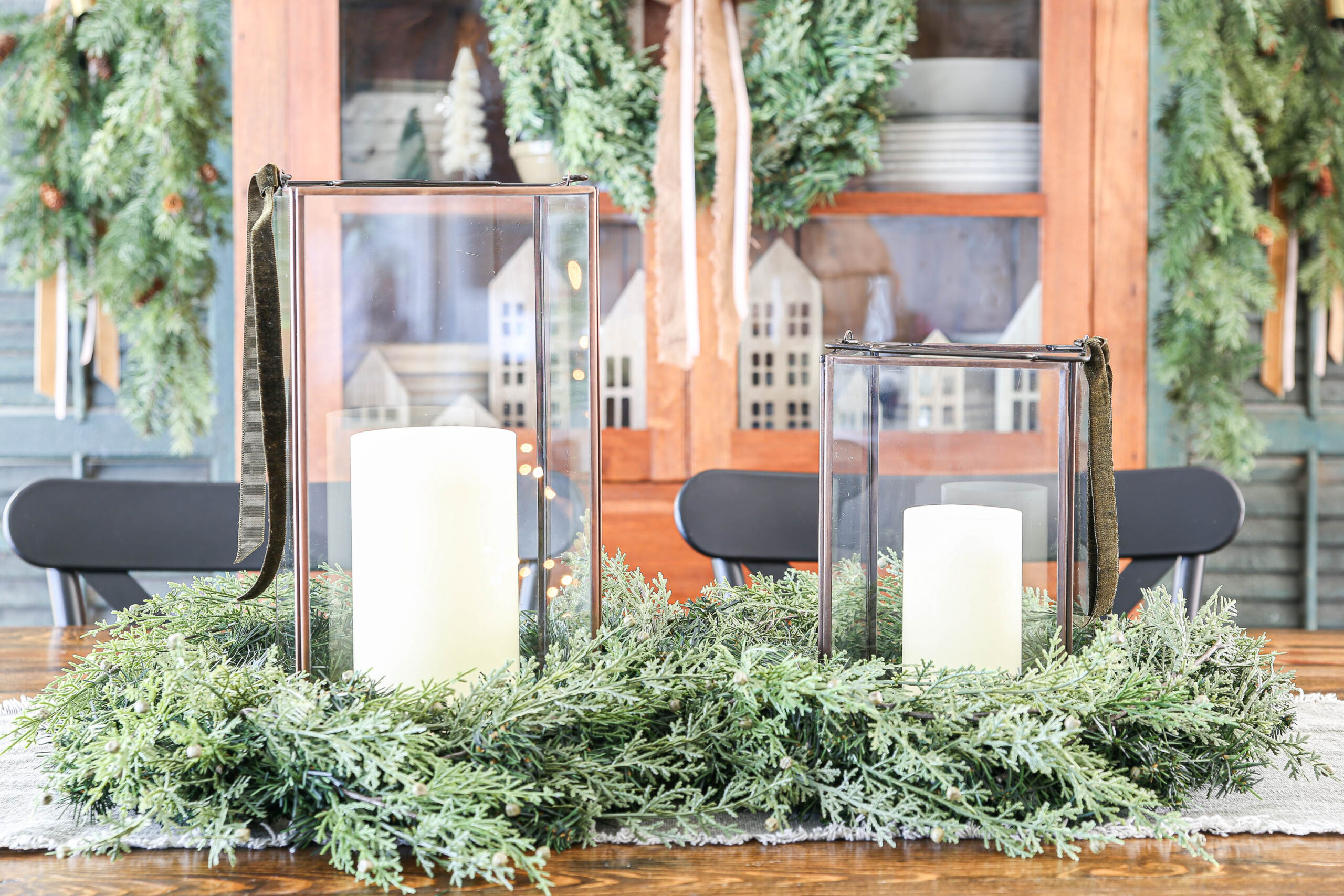 Brown and Brass Christmas Dining Room