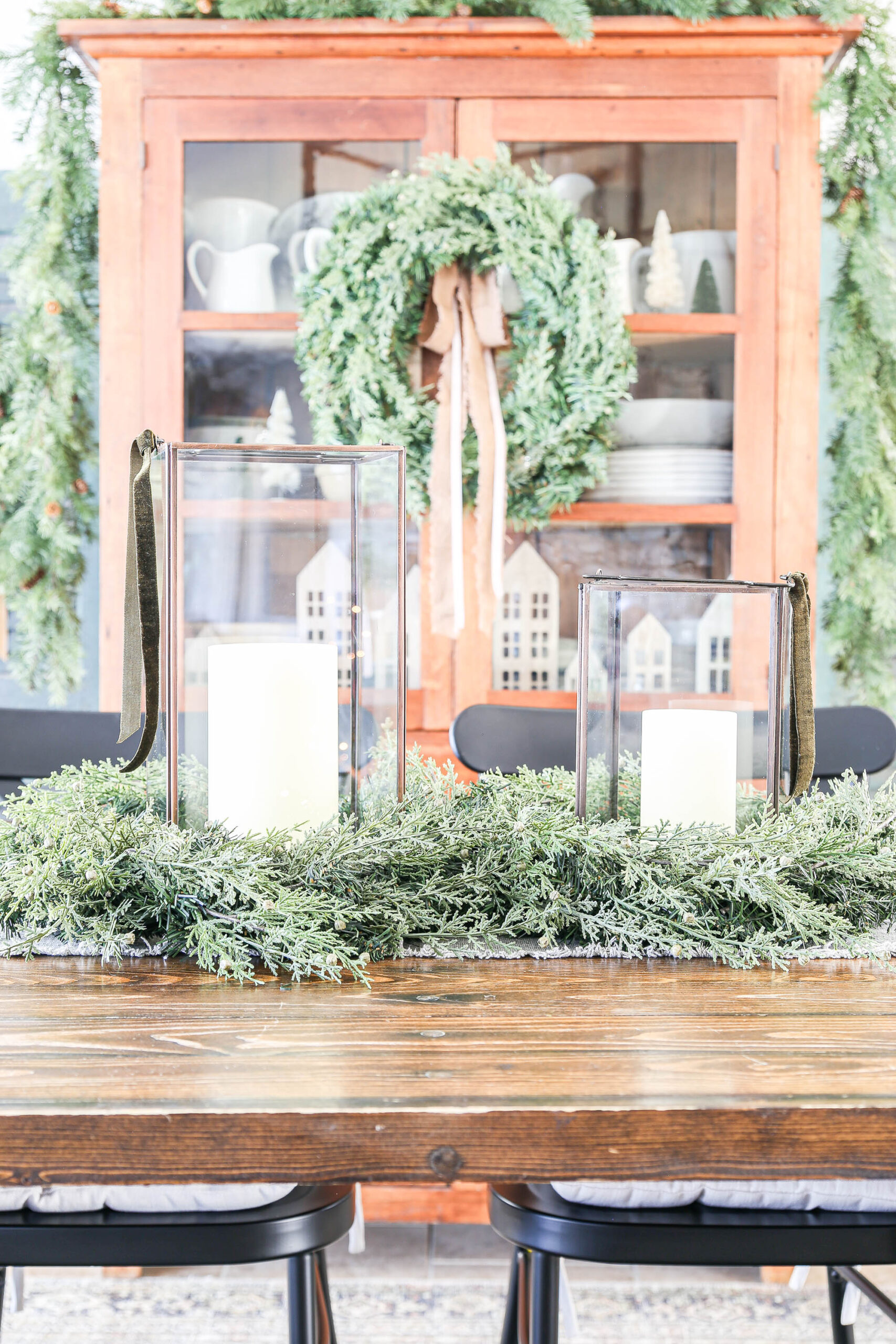 Brown and Brass Christmas Dining Room