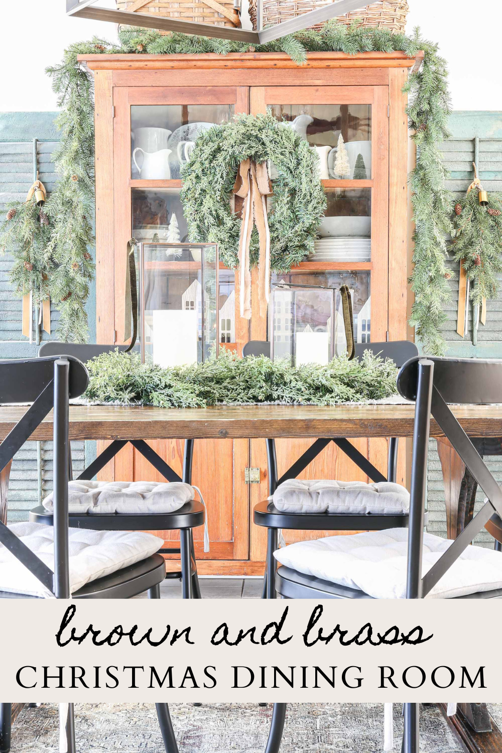 Brown and Brass Christmas Dining Room