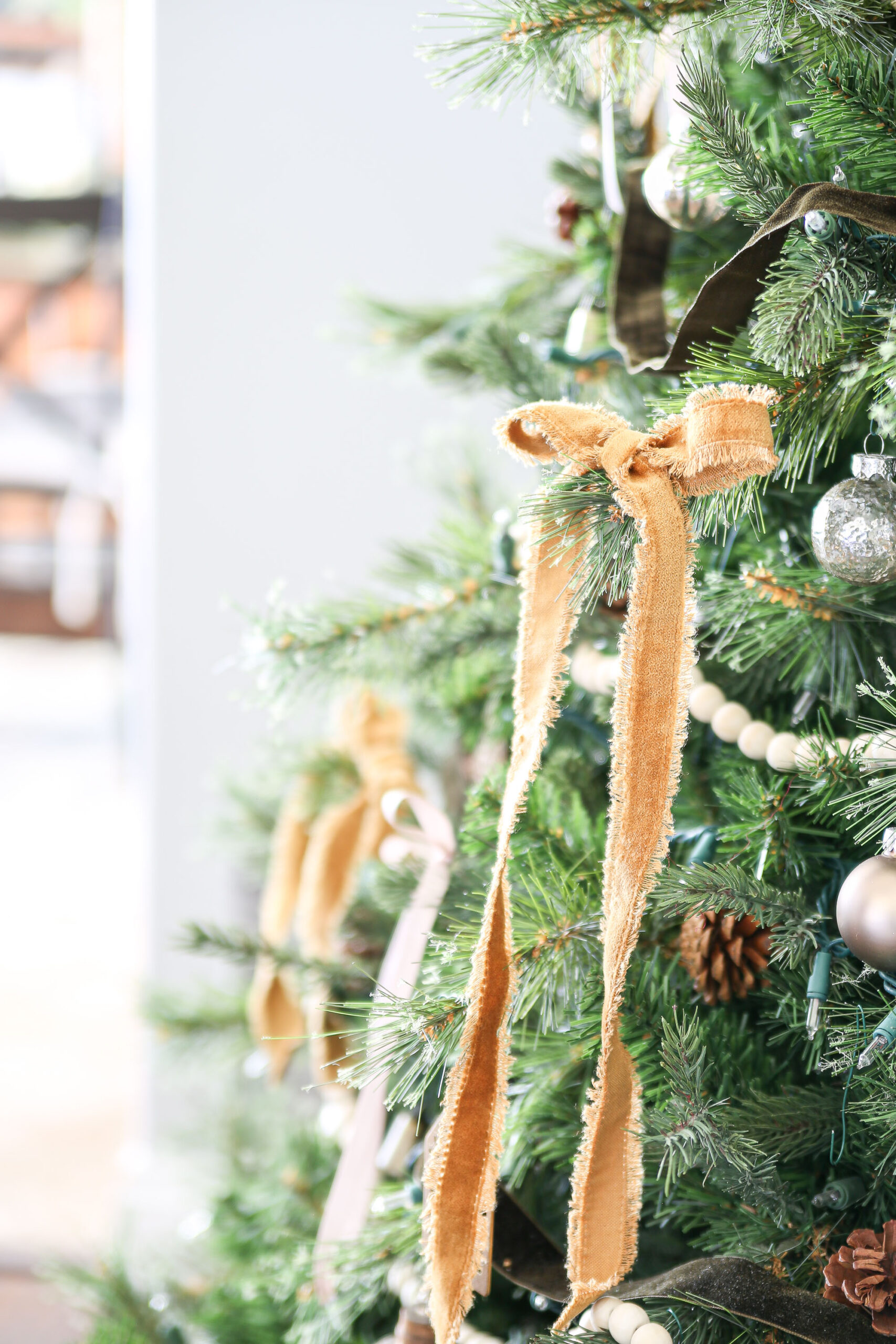 Brown and Brass Christmas Tree with Ribbons