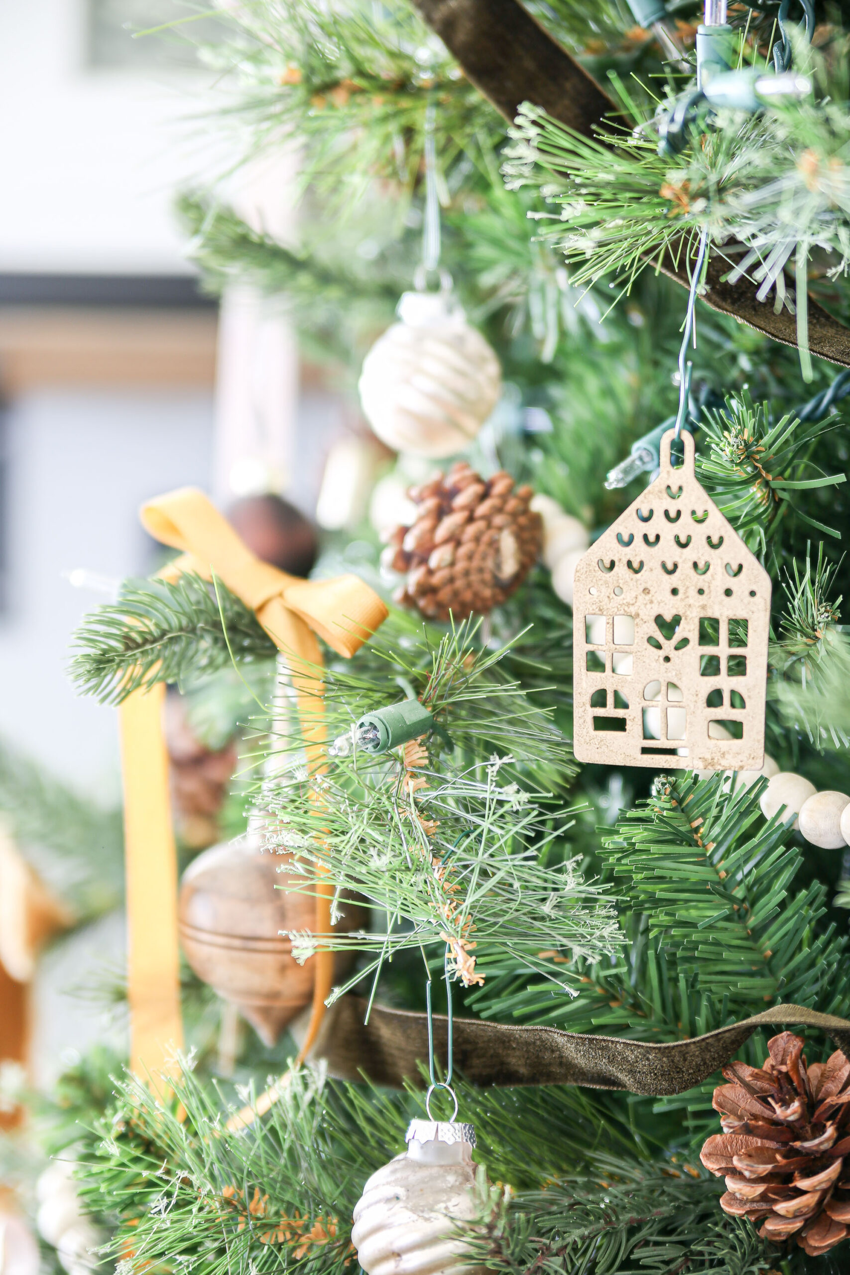 Brown and Brass Christmas Tree with Ribbons