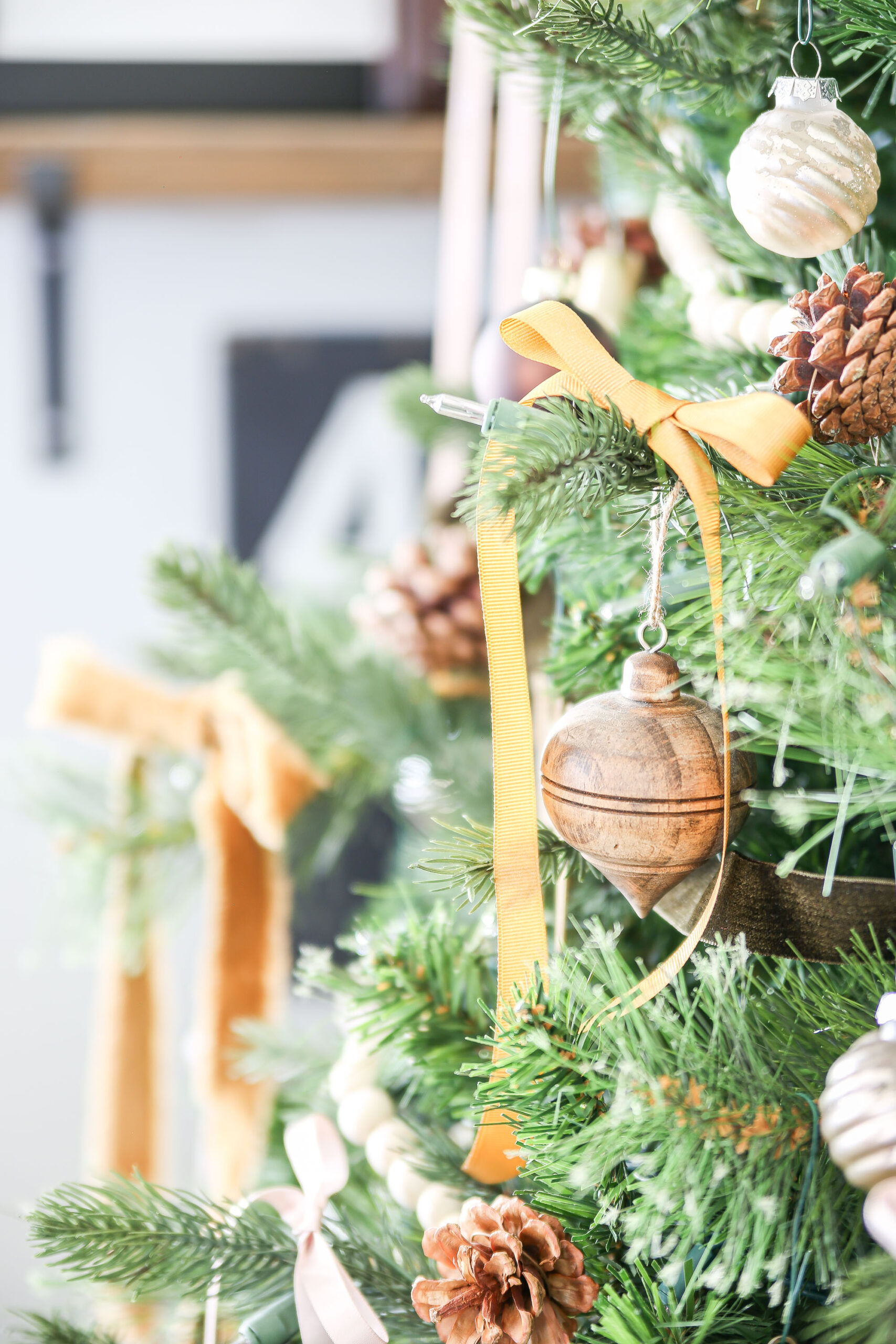 Crimson, Wood, and White Christmas Tree