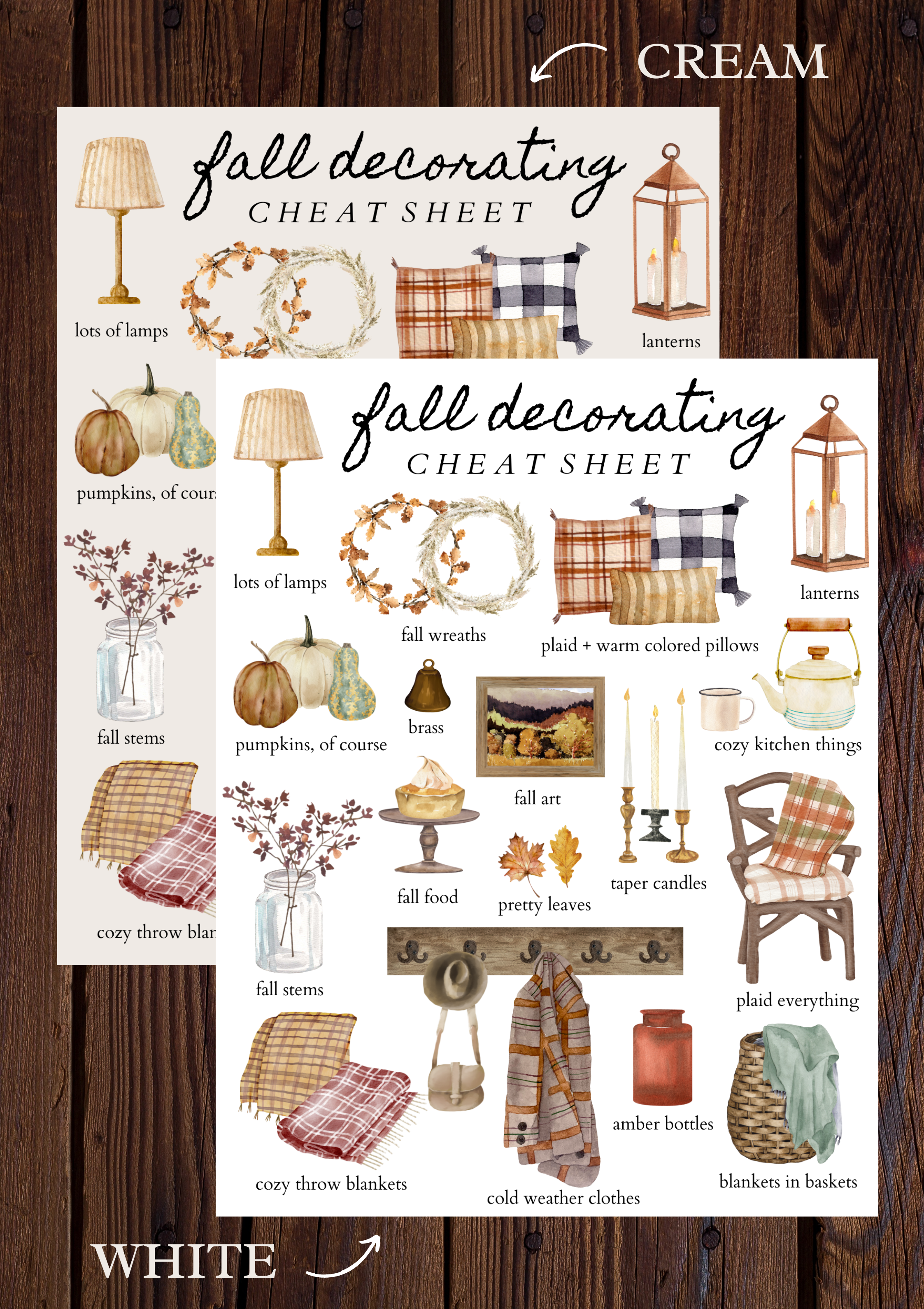 Fall Decorating Cheat Sheet Free Printable