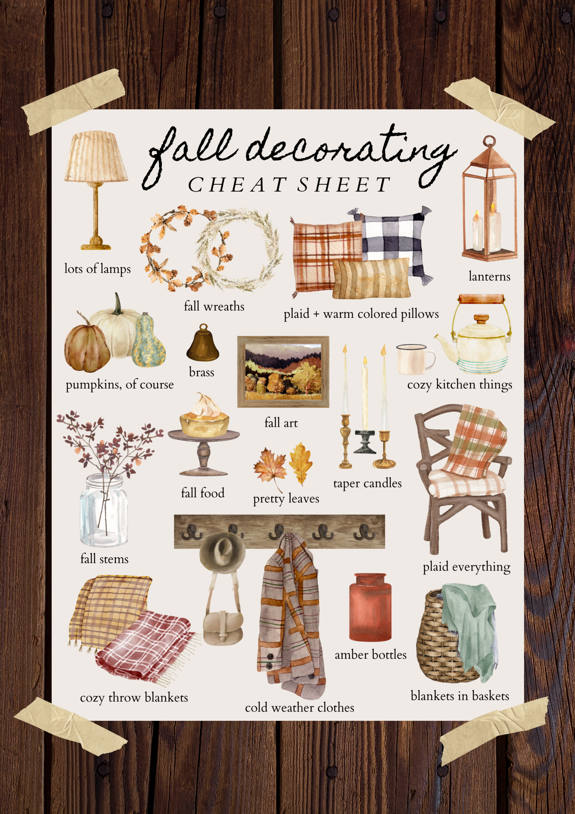 Fall Decorating Cheat Sheet Free Printable