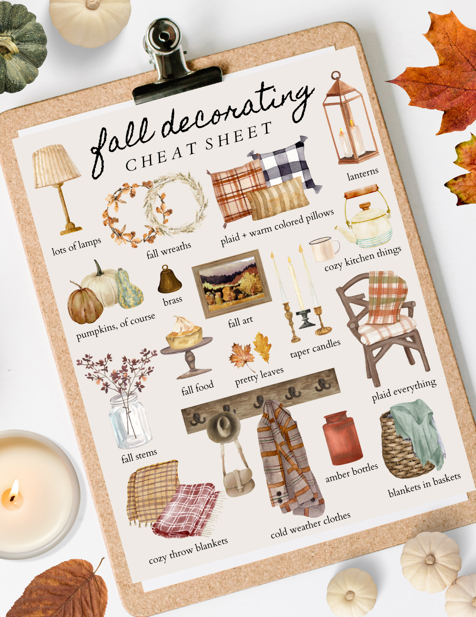 Fall Decorating Cheat Sheet Free Printable