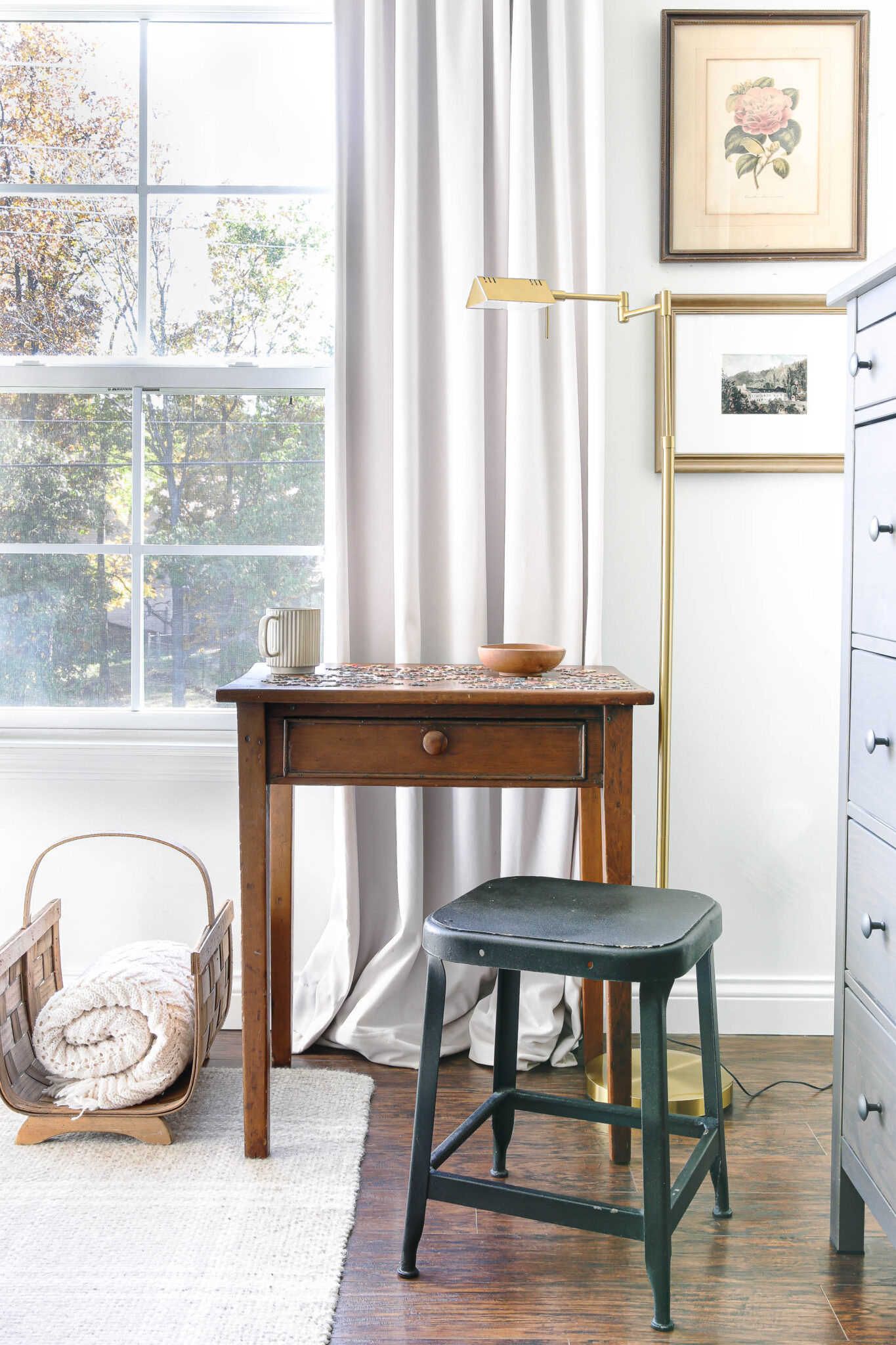 How to Create a Cozy Puzzle Table Corner Little Glass Jar